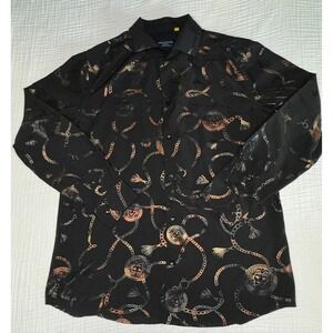 SUSLO‎ Couture Limited Edition Chains Print Long Sleeve Button Down Shirt